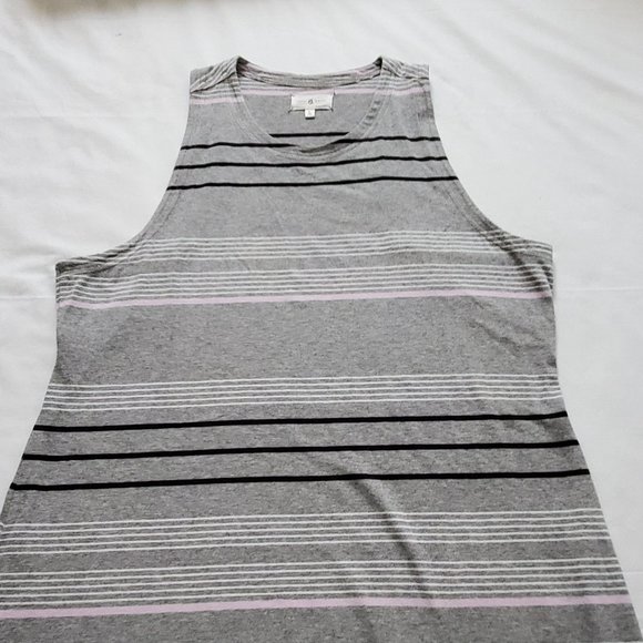 Lou & Grey Women's Gray Striped Racerback Tank Dress Size Large - Picture 5 of 11